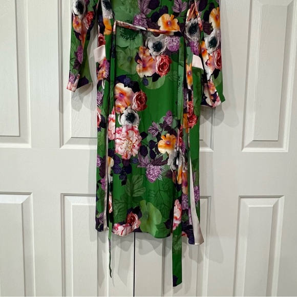 Brand New with tags Zara Green Long Floral Print Kimono Belted Duster Jacket S - Picture 9 of 11